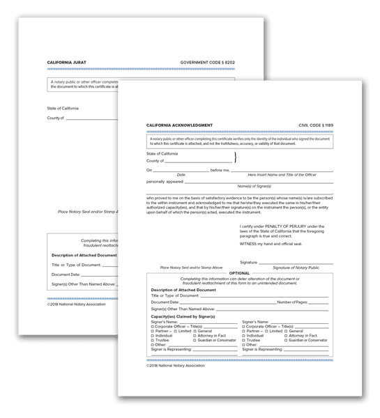 California Notary Acknowledgment Jurat